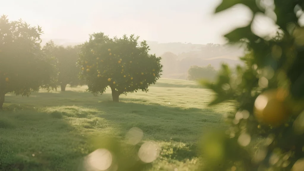 Plantación de naranjos en entorno rural gestionada por una empresa andaluza con producción cercana, procesos controlados y capacidad de exportación